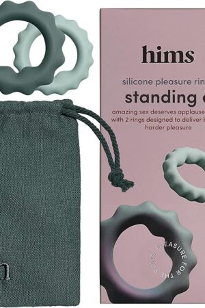 HIMS Standing O Penis Rings - Silicone Cock Ring Set for Harder Erections - Skin-Safe Couples Sex Toy for Stimulation - Adjustable Pleasure Rings for Men - Penis Ring Set of 2