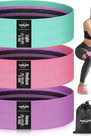 WALITO Resistance Bands for Working Out, Fabric Exercise Bands for Legs and Butt, Workout Bands for Women and Men, Booty Band for Yoga Starter Set, Pilates, Rehab, Fitness and Home Workout