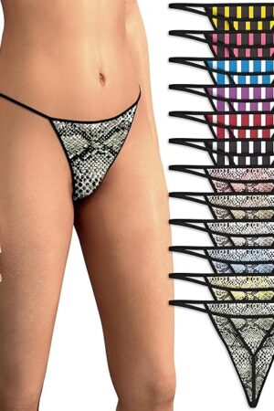 Women's 12 Pack String Bikini - T-Back Thong Underwear | Buttery Soft No Show Panties