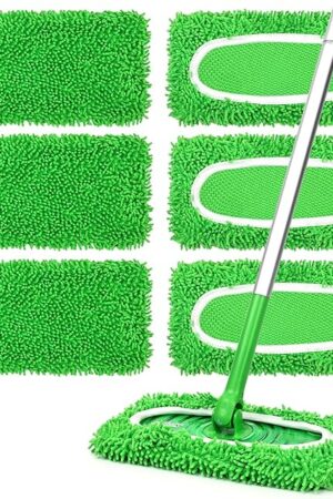 6Pcs Reusable Microfiber Mop Pads Compatible with Sweeper Mop, Replacement Wet Mopping pad Refills & Washable Dry Sweeping Cloths for Surface/Hardwood Floor Cleaning