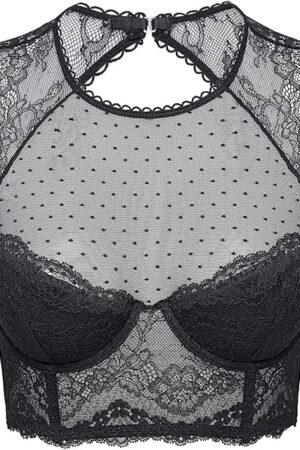 Women's Lace Corset Top Sexy Bralette Bustier Bra Underwire Plus Size Crop Top