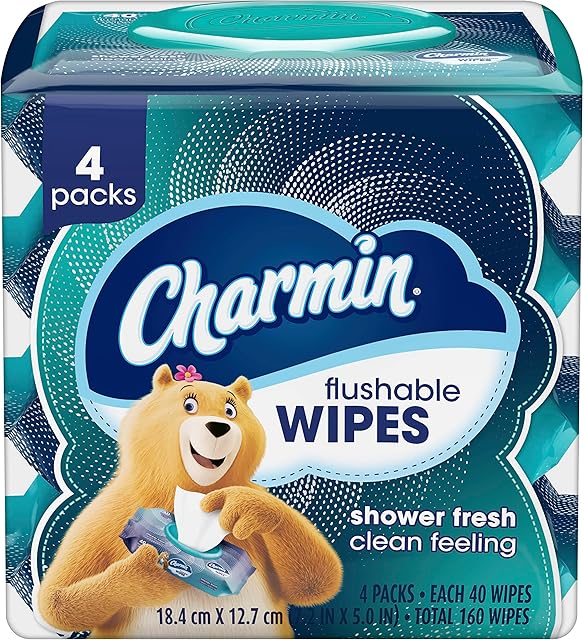 Charmin Flushable Wipes, 160 Total Wipes (4 Packs of 40)