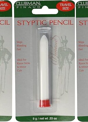Clubman Pinaud Styptic Pencil for Men ? Stops Bleeding Stick for Shaving Cuts, Travel Size, White, 033 oz, 3 Pack