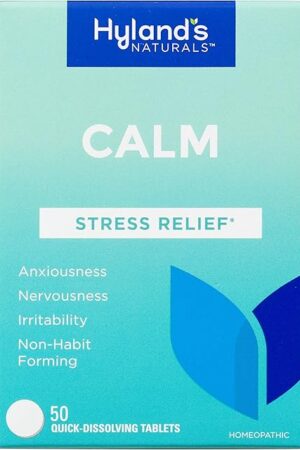 Hyland's Calm Tablets, Stress Relief Supplement, Natural Relief Of Anxiousness, Nervousness, And Irritability, 50 Count (Pack of 1, 50 Count Total)