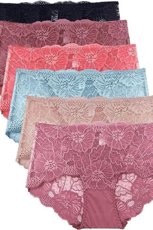 Lace Panties for Women Retro Lace Boyshort Underwear Small to Plus Size Multi Pack
