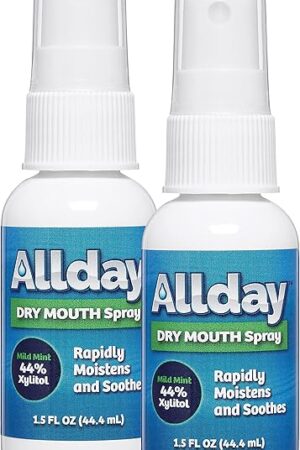 Allday Dry Mouth Spray - Maximum Strength Xylitol, Fast Acting, Non-Acidic (Pack of 2)