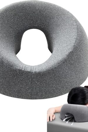 Face Down Pillows Massage Pillow for Bed Headrest Prone Down Sleeping?Face Cradle?BBL Pillow After Surgery Post Eye Surgery Recovery & Vitrectomy Recovery Equipment Removable Cover Grey