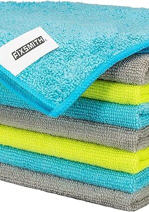 FIXSMITH Microfiber Cleaning Cloth - Pack of 8, Size: 12 x 16 in, Multi-Functional Cleaning Towels, Highly Absorbent Cleaning Rags, Lint-Free, Streak-Free Cleaning Cloths for Car Kitchen Home