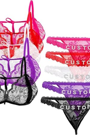 Women Lingerie Set Personalized Name Bra and Panty Sets Strappy Sexy Lace 2 Piece Lingerie