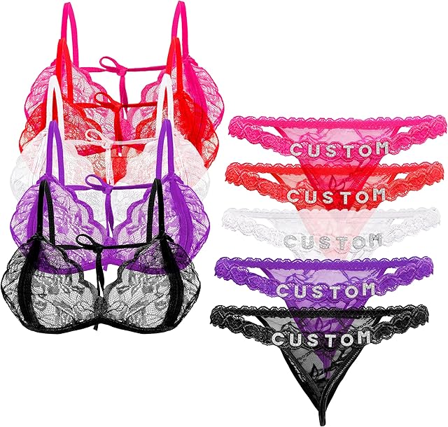 Women Lingerie Set Personalized Name Bra and Panty Sets Strappy Sexy Lace 2 Piece Lingerie