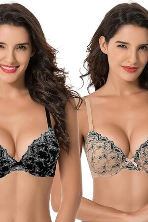 Women's Plus Size Add 1 Cup Push Up Underwire Lace Embroidery Bras
