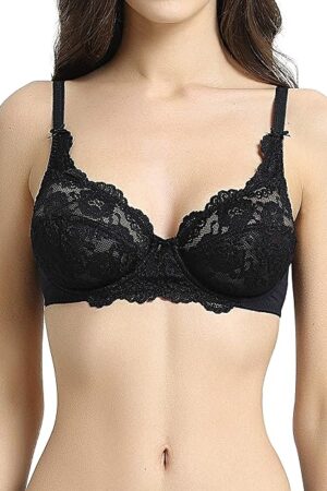 Women's Lace Underwire Unlined Full Coverage Bra - Microfiber