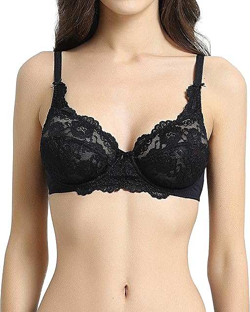Women's Lace Underwire Unlined Full Coverage Bra - Microfiber