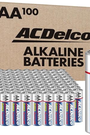 ACDelco 100-Count AA Batteries, Maximum Power Super Alkaline Battery, 10-Year Shelf Life, Reclosable Packaging