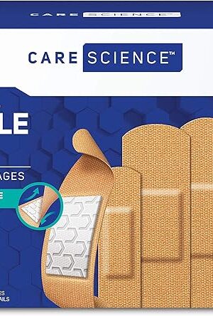 Care Science Fabric Adhesive Bandages, 200 ct Bulk Assorted Sizes | FSA HSA Eligible | Flexible + Breathable Protection for First Aid and Wound Care