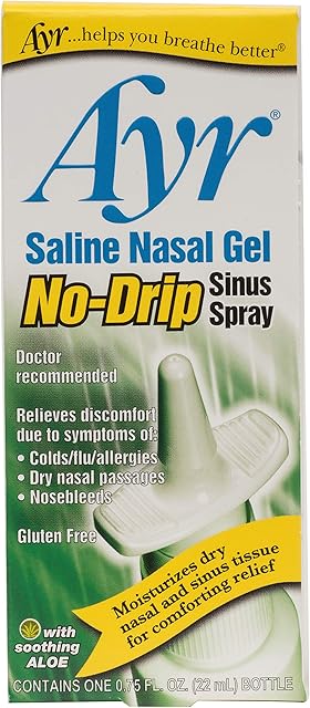 Ayr Saline Nasal Gel No-drip Sinus Spray With Soothing Aloe Vera, 075 Fl Oz Spray Bottle, (Pack of 1)