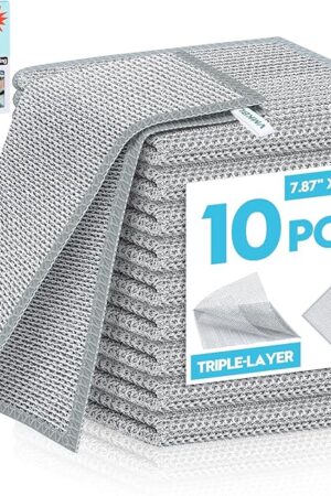 10 Pcs New Upgraded 3 Layers Non Scratch Wire Dishcloth, Multipurpose Wire Dishwashing Rags, Wet & Dry for Cookware, Sinks, Dishes, Stoves & Fireplaces 787“ x 787”