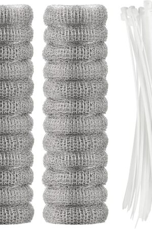 24 Pieces Lint Traps Washing Machine Stainless Steel Lint Snare Traps Laundry Mesh Washer Hose Filter with 24 Pcs Cable Ties