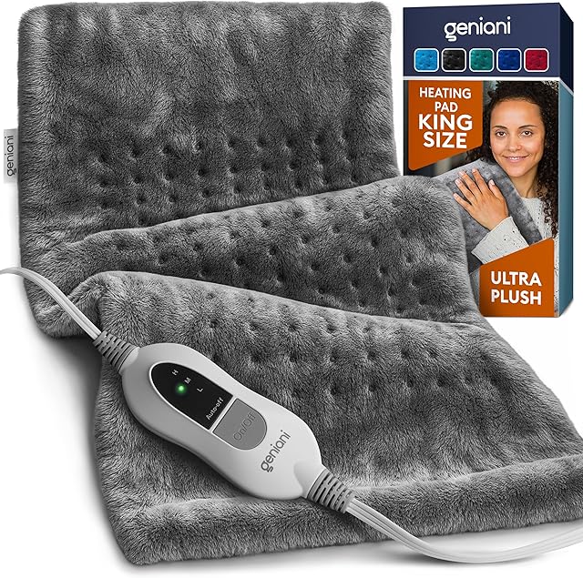 GENIANI Large Electric Heating Pad for Back Pain & Cramps Relief, Mothers Day & Birthday Gifts for Women Mom, FSA HSA Eligible, Auto Shut Off, Machine Washable, Heat Pad for Neck & Shoulder, 12?24"