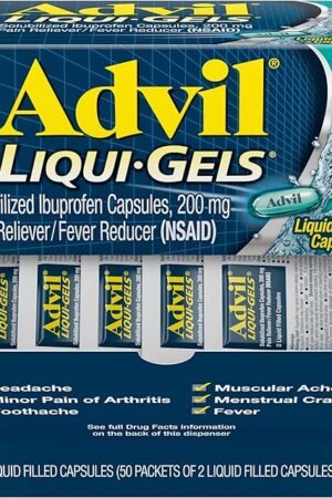 Advil Liqui-Gels Pain Reliever and Fever Reducer, Pain Medicine for Adults with Ibuprofen 200mg for Headache, Backache, Menstrual Pain and Joint Pain Relief - 50x2 Liquid Filled Capsules