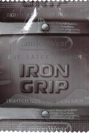 Caution Wear Iron Grip Snug Fitting Lubricated Latex Condoms - Pack of 100