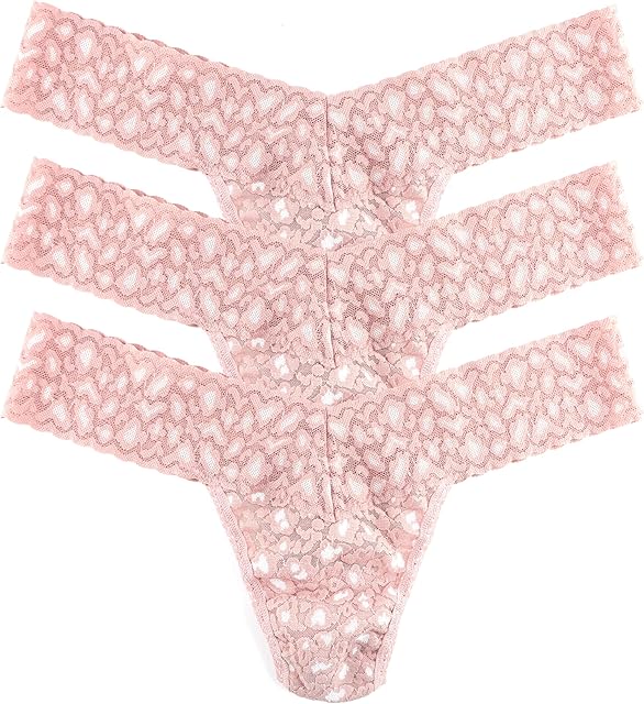 Daily Lace Low Rise Thongs for Women | 3 pack | Comfortable Seamless Underwear Lingerie | One Size (2-12)