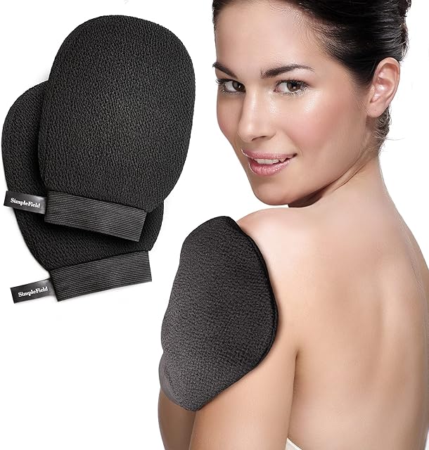 Korean Exfoliating Mitt for Remove Dead Skin 2 Pack 100% Viscose Kessa Deep Exfoliating Gloves for Body Scrub, Keratosis Pilaris and Self Tanning Removal Easily Smooth Skin Surface