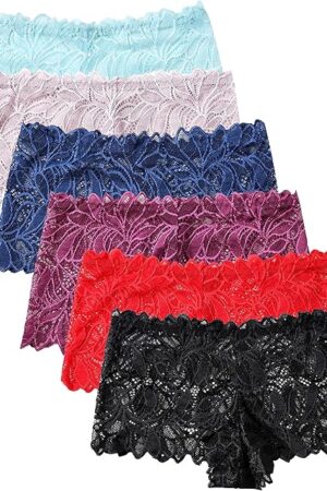 Women's Lace Panties, Soft Stretch Cute Boyshorts Panties, Sexy Cheeky Underwear, Multipacks