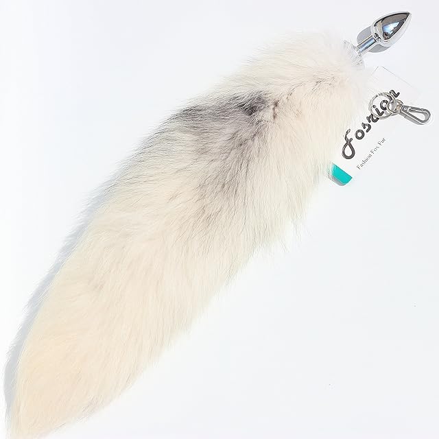 Fosrion Versatile Tail Stainless Steel Fox Tail: Sensual Anal Plug & Stylish Keychain (Small Plug, White)