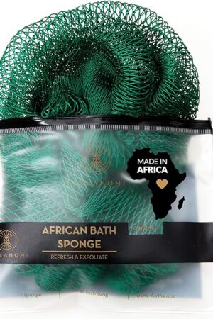 African Exfoliating Net Sponge, Authentic, Ethically sourced from Nigeria, 45 inches Long, Back Scrubber for Daily use (Emerald Green)