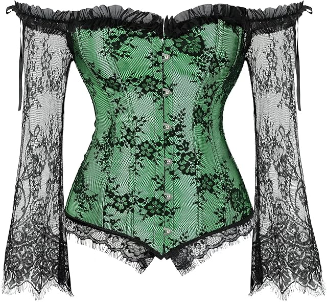 Corset Tops for Women with Sleeves Bustier Tank Overlay Lace Floral Sexy Costumes
