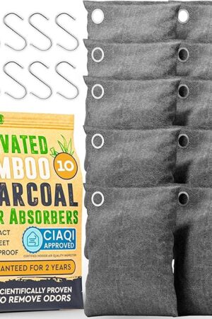 Activated Charcoal Odor Absorber for Strong Odors in Car, Closet, Shoe, Basement 10 Activated Charcoal Bags Odor Absorbers for Home Bamboo Charcoals Air Purifying Bag Charcoals Deodorizer Eliminator