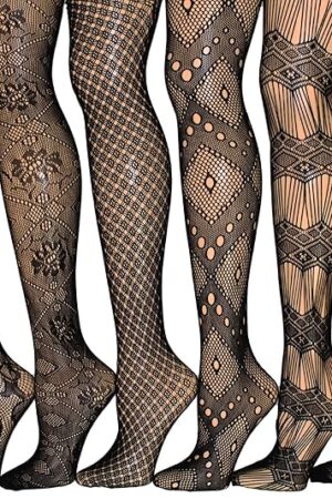 Fishnet Women's Lace Stockings Tights Sexy Pantyhose Regular & Plus Sizes (Pack of 6)