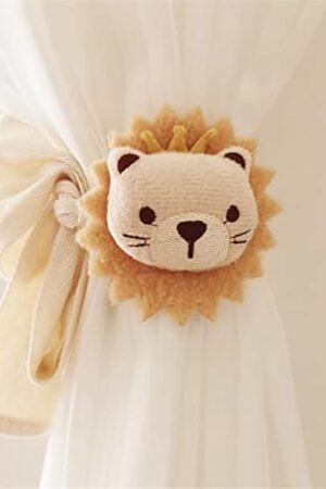 2 Pack Curtain Tiebacks Cute Cartoon Animal Curtain Ties, Embroidered Animal Shape Bedroom Accessories, Curtain Holders for Baby’s Room Bedroom (Lion)