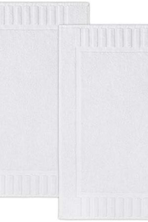White Classic Luxury Bath Mat Floor Towel Set of 6-22x34 Inch, Absorbent Cotton Hotel Spa Shower/Bathtub Mats
