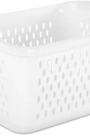 2.7 Bushel Plastic Laundry Basket with Handles Space Saving Laundry Hamper, White