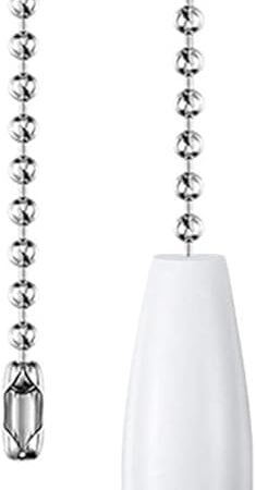 Ceiling Fan Pull Chain 12 inch Wooden Pull Chain Extension Fan Chain Extender Ceiling Fan Pulls Ornament with Ball Fan Chain Connector for Ceiling Fan Light, 1PCS (White Wood)