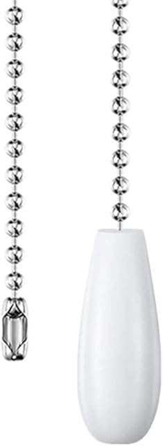 Ceiling Fan Pull Chain 12 inch Wooden Pull Chain Extension Fan Chain Extender Ceiling Fan Pulls Ornament with Ball Fan Chain Connector for Ceiling Fan Light, 1PCS (White Wood)