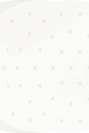 100 PCS Bamboo Steamer Liner, 10" Round Air Fryer Parchment Paper with Holes, White Anti-Stick Steamer Paper