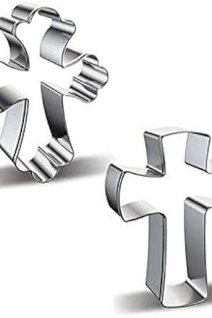 2 Pcs Easter Cookie Molds Cutters Set,Different Shapes Stainless Steel Cross Cookie Cutter(Silver)