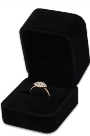 Black Fancy Ring Box Jewelry Box Ring box - Genuine Velvet