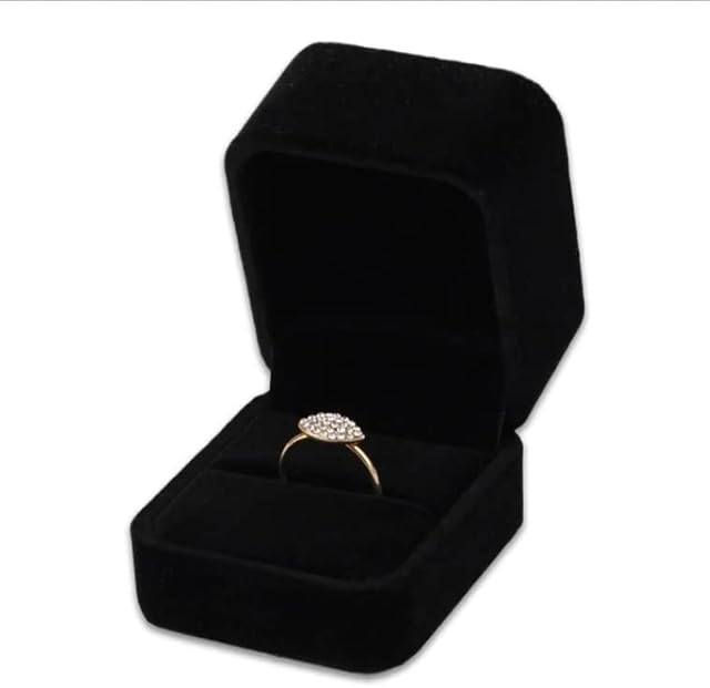 Black Fancy Ring Box Jewelry Box Ring box - Genuine Velvet