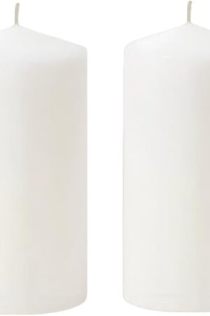 White Pillar Candle Set - 2 Unscented Decorative,Parties, Large Candles, White Candle Columns, Column Candles Clearance or Kwanzaa, 2.4" x 6" (2PC, 6cmX15cm)