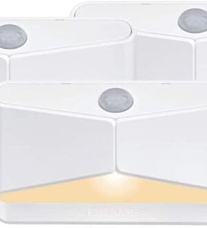 Beams MB710A 15 Lumen Amber LED Sleep Friendly Wireless Battery Powered Motion Sensing Nightlight, 3-Pack, White
