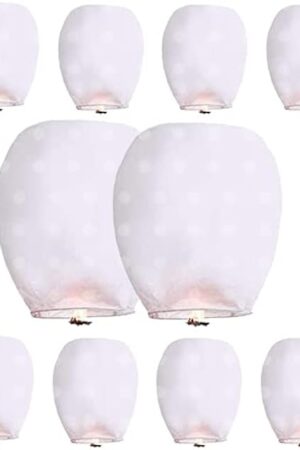 10 Pcs White Paper Lanterns Decorative Chinese/Japanese Hanging Round Paper Lamp for Birthday, Wedding, Christmas, Bridal, Home Decor, Party