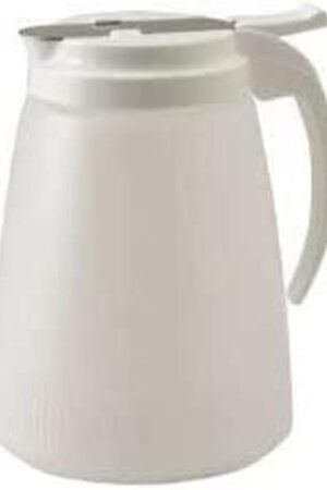 Winco PSUD-32, 32-Ounce Plastic Syrup Dispenser with Plastic Lid and Stainless Steel Slide Cover