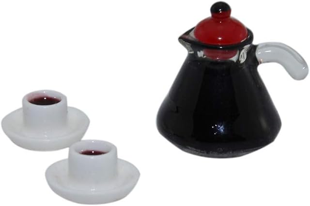 The 3Pcs/Set Cute Mini Coffee Pot Model Dollhouse Miniature Toy Doll Home Accessories Miniature Food Play Scene Model Small Cloth Doll House Accessories Mini Coffee Pot Dollhouse Accessories