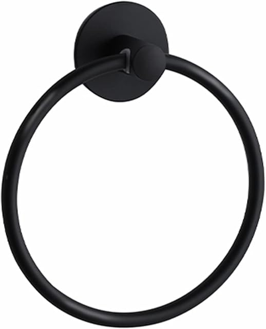 Besteffie Adhesive Towel Ring Self Adhesive Hand Towel Ring Stainless Steel Rustproof Bathroom Towel Holder Wall Mount SUS 304 Stainless Steel Matte Black,Bathroom Hand Towel Holder