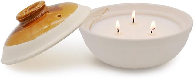 Citronella Candles in Coarse Pottery Container, Natural Soy Wax Candle Outdoor and Indoor
