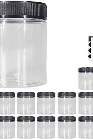 16oz Clear Plastic Jars With Lids, Airtight Container Ideal For Dry Food, Peanut Butter, Honey Jam, Cream, Bathroom and Storage(set of16)
